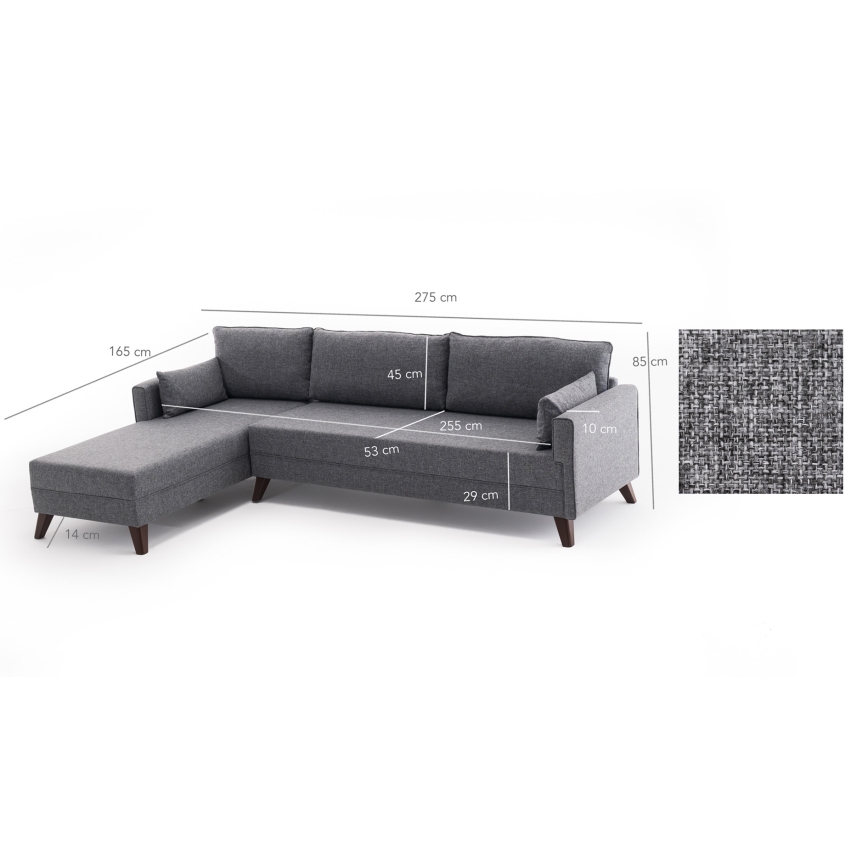 Ecksofa im L-Format KORFU, grau, links