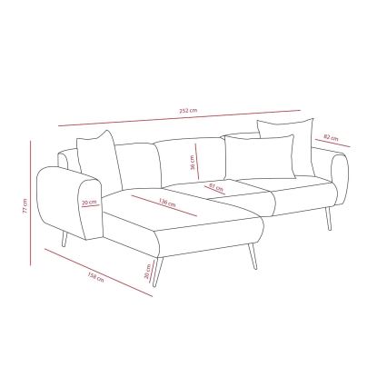 Ecksofa in L-Form PISA, creme, links