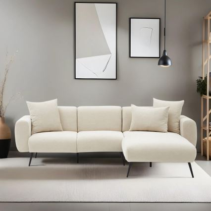 Ecksofa in L-Form PISA, cremefarben, rechts