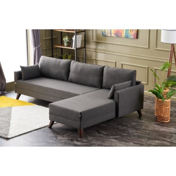 Ecksofa in L-Form RIGA, Anthrazit, rechts