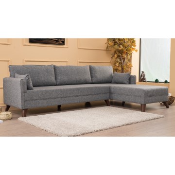 Ecksofa KORFU in L-Form, grau, rechts