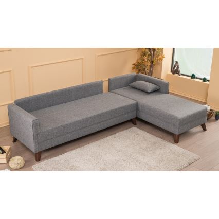 Ecksofa KORFU in L-Form, grau, rechts