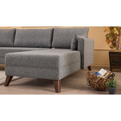 Ecksofa KORFU in L-Form, grau, rechts