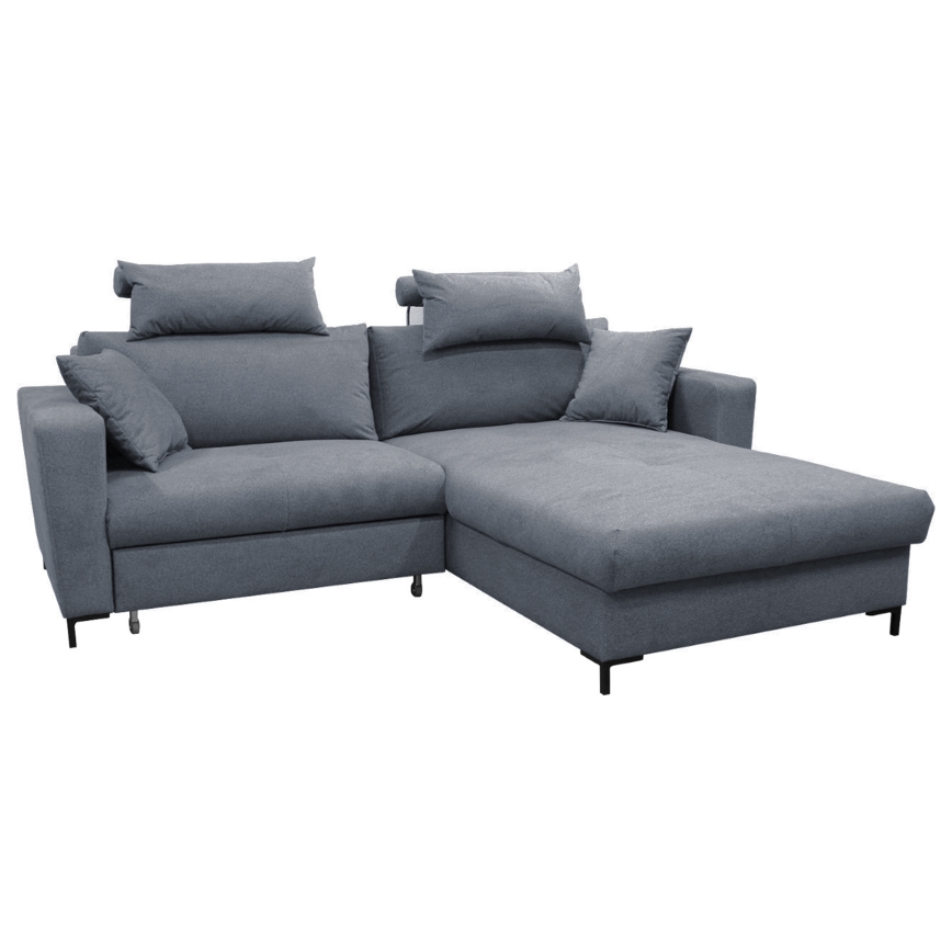 Ausziehbares Ecksofa HORTA mit Stauraum, L‑Form, rechts, dunkelgrau