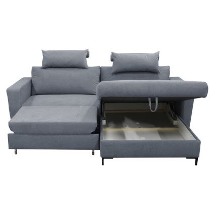 Ausziehbares Ecksofa HORTA mit Stauraum, L‑Form, rechts, dunkelgrau