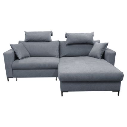 Ausziehbares Ecksofa HORTA mit Stauraum, L‑Form, rechts, dunkelgrau