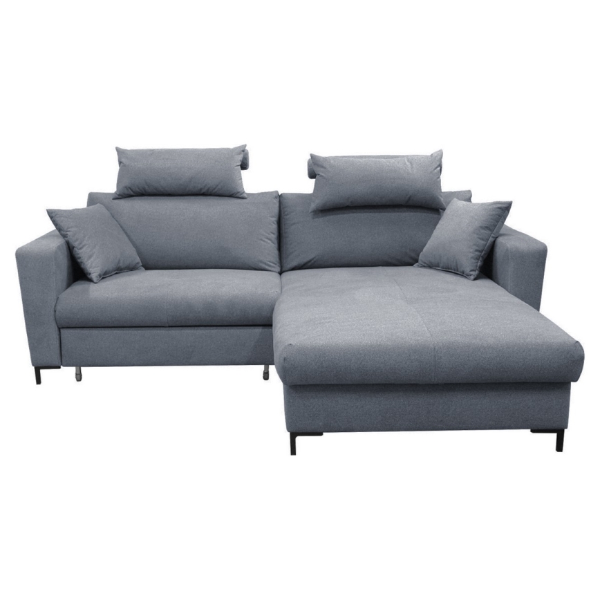 Ausziehbares Ecksofa HORTA mit Stauraum, L‑Form, rechts, dunkelgrau