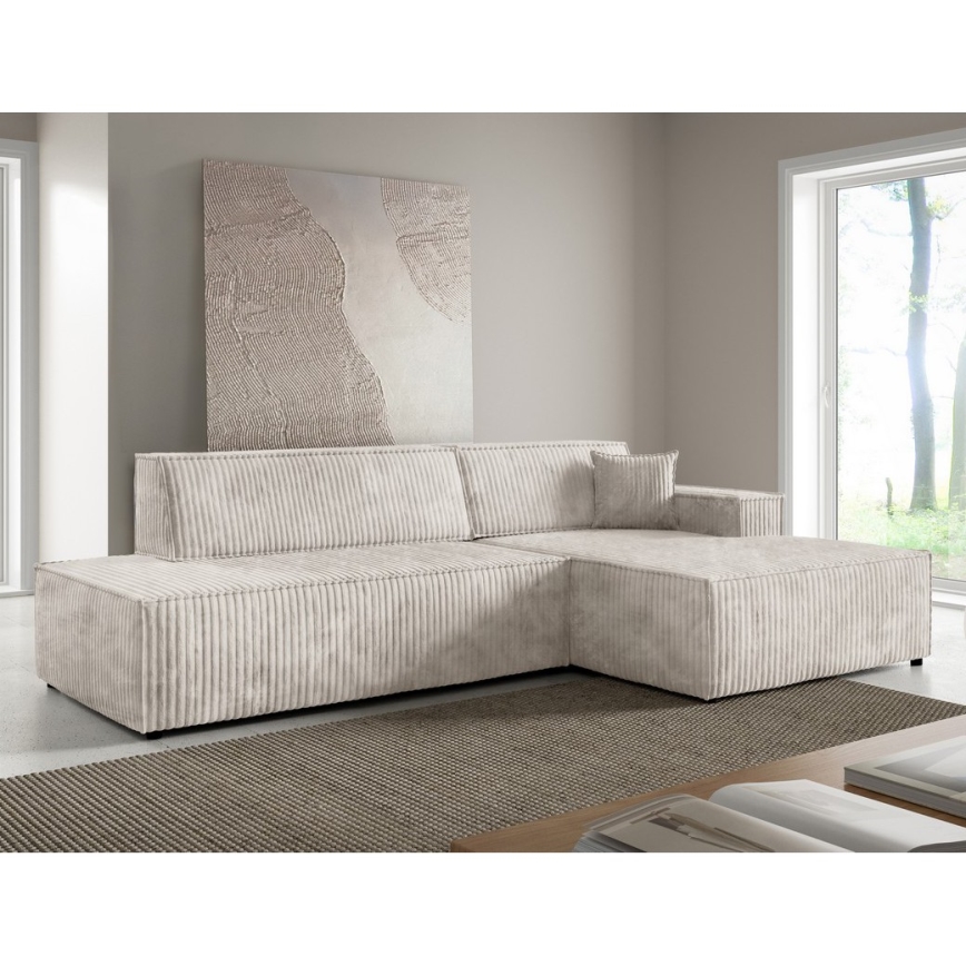 Ecksofa mit Schlaffunktion und Stauraum in L‑Form, TERAMO, rechts, beige