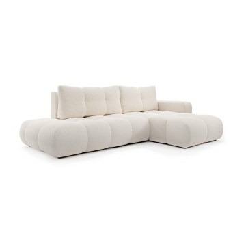 Ecksofa mit Schlaffunktion und Stauraum, Polsterecke ALMADA, rechts, hellbeige