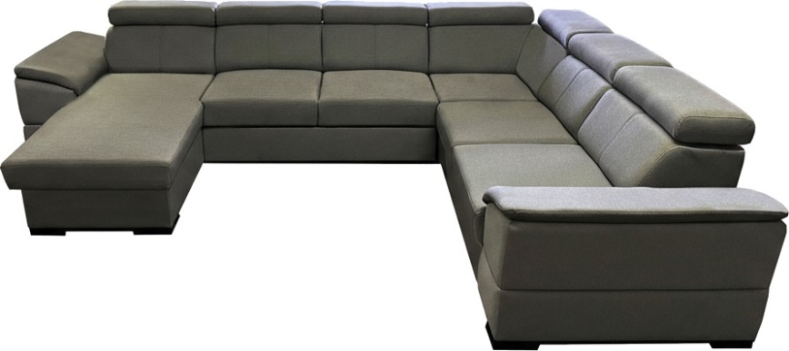 Ecksofa mit Schlaffunktion und Stauraum, universell einsetzbare U‑Ecke GRANADA dunkelgrau