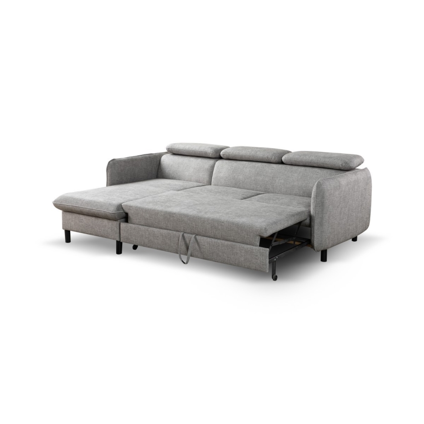 Eck-Schlafsofa in L-Form mit Stauraum NISA, grau, links