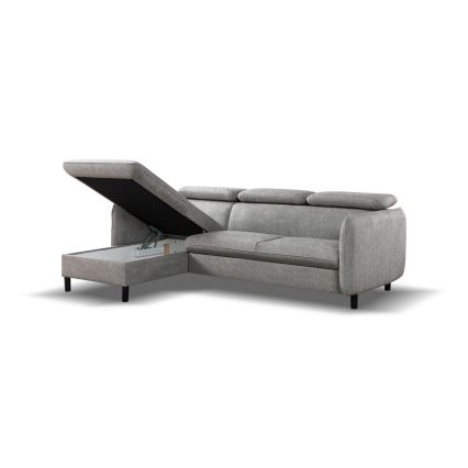 Eck-Schlafsofa in L-Form mit Stauraum NISA, grau, links