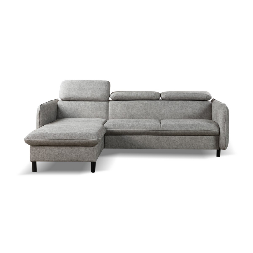 Eck-Schlafsofa in L-Form mit Stauraum NISA, grau, links