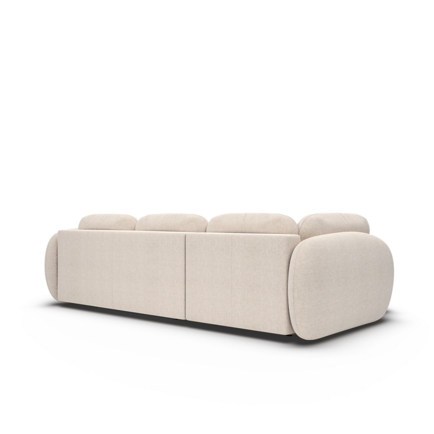 Ecksofa OLBIA in L-Form, links, beige, mit Schlaffunktion und Stauraum