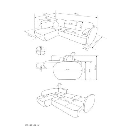 Ecksofa OLBIA in L-Form, links, beige, mit Schlaffunktion und Stauraum