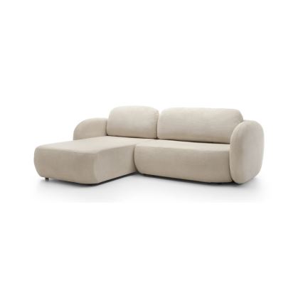 Ecksofa OLBIA mit Schlaffunktion und Stauraum, L-Form, links, beige