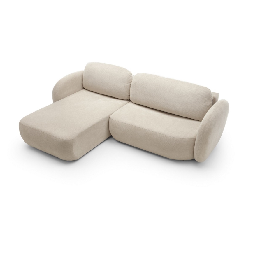 Ecksofa OLBIA mit Schlaffunktion und Stauraum, L-Form, links, beige