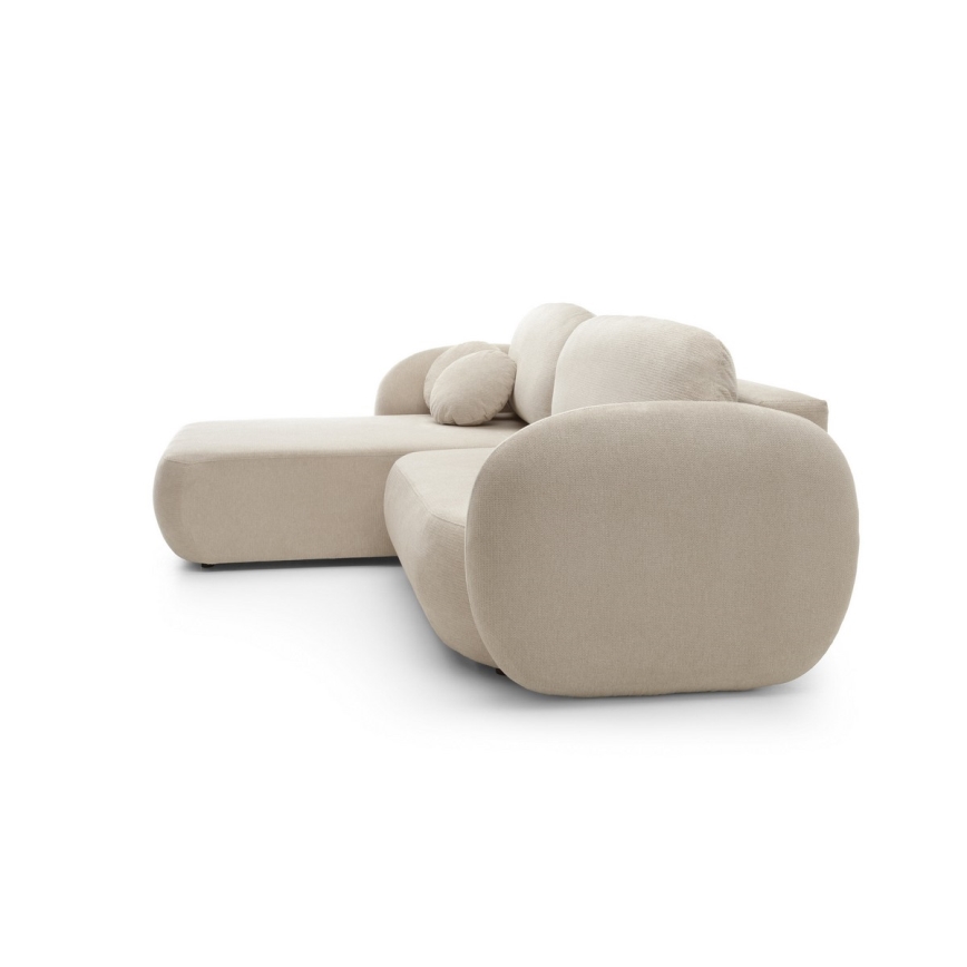 Ecksofa OLBIA mit Schlaffunktion und Stauraum, L-Form, links, beige