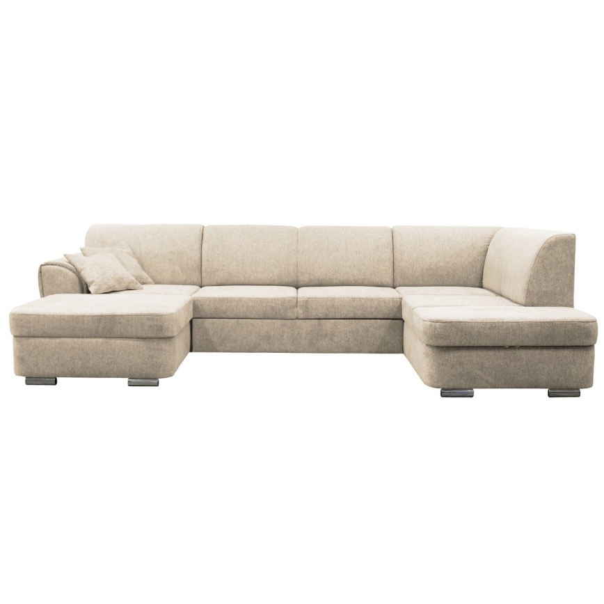 Eck-Schlafsofa mit Stauraum in U-Form SERPA, rechts, beige