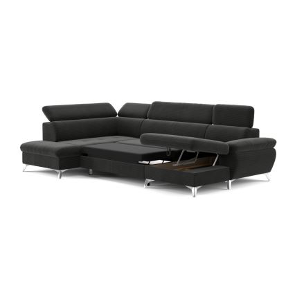 Eck-Schlafsofa mit Stauraum in U-Form CATANIA links, Graphit