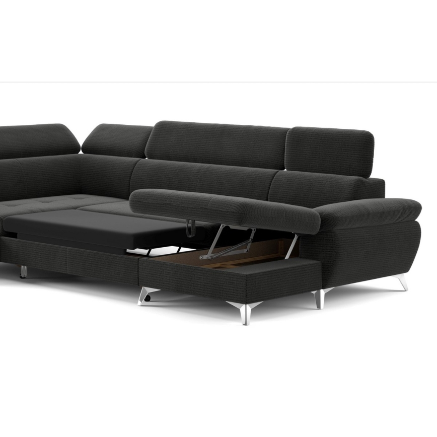 Eck-Schlafsofa mit Stauraum in U-Form CATANIA links, Graphit