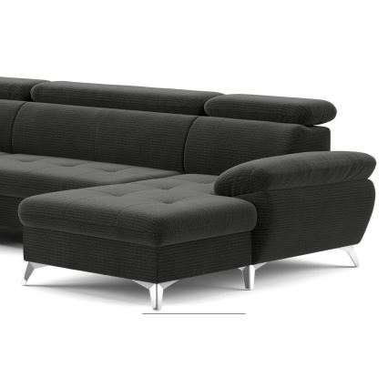 Eck-Schlafsofa mit Stauraum in U-Form CATANIA links, Graphit