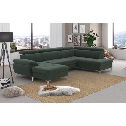 Eck-Schlafsofa mit Stauraum in U-Form CATANIA, rechts, grün