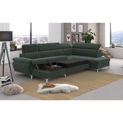 Eck-Schlafsofa mit Stauraum in U-Form CATANIA, rechts, grün
