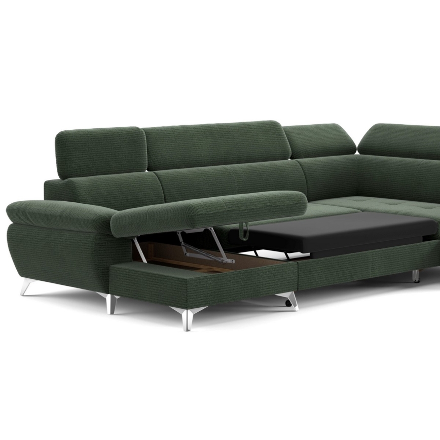 Eck-Schlafsofa mit Stauraum in U-Form CATANIA, rechts, grün