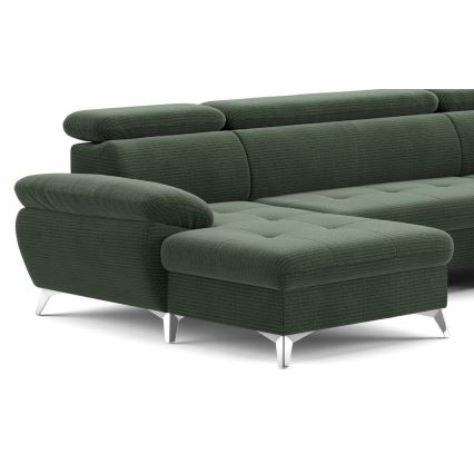 Eck-Schlafsofa mit Stauraum in U-Form CATANIA, rechts, grün