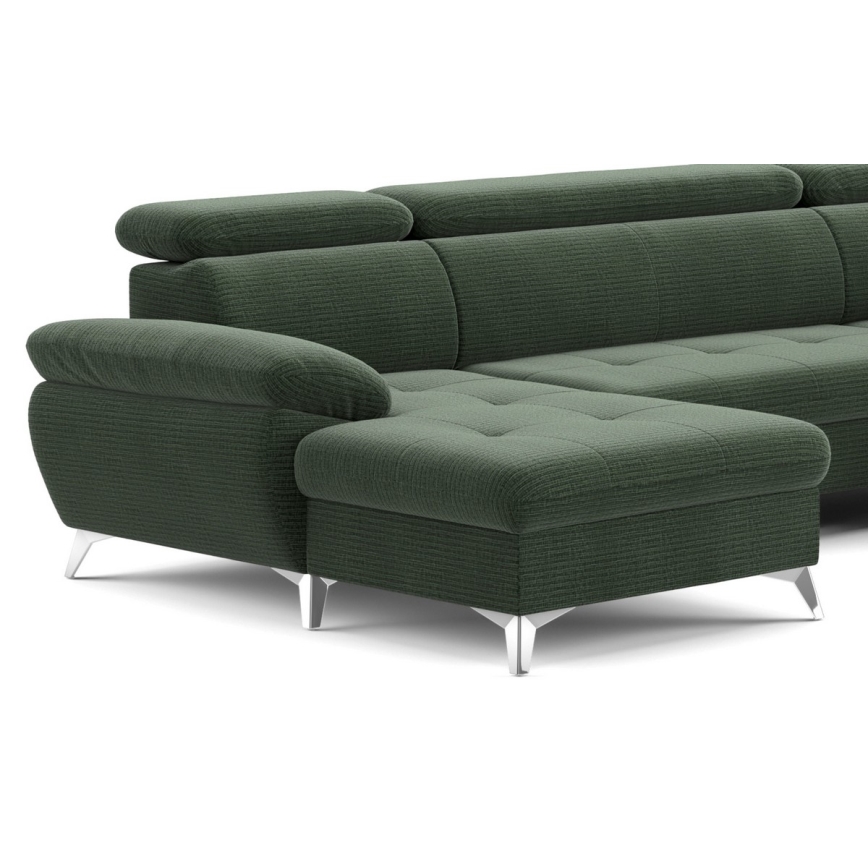 Eck-Schlafsofa mit Stauraum in U-Form CATANIA, rechts, grün
