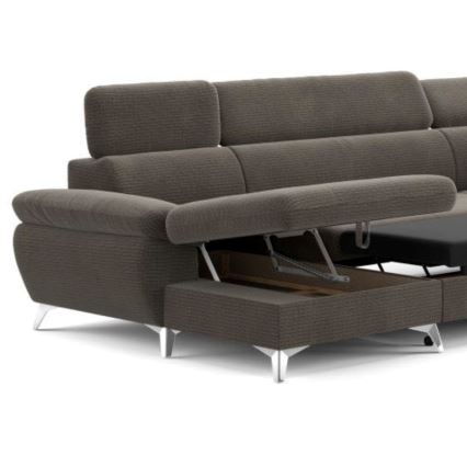 Eck-Schlafsofa mit Stauraum in U-Form CATANIA, rechts, braun