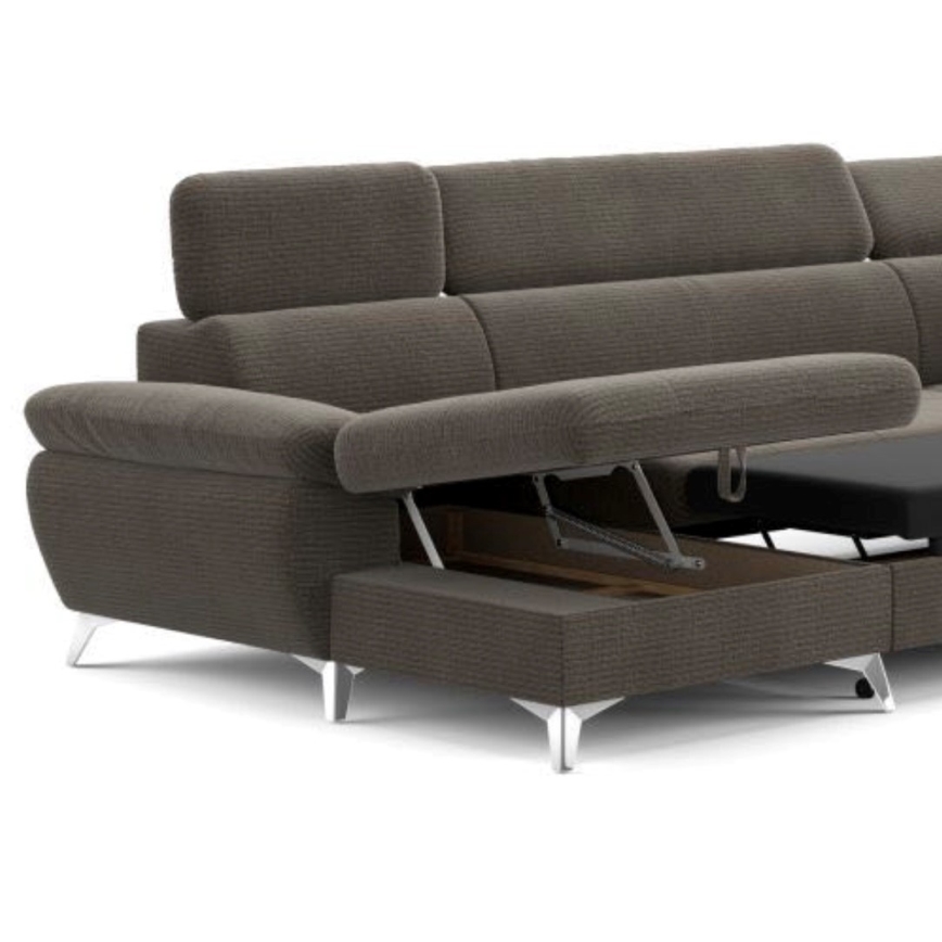 Eck-Schlafsofa mit Stauraum in U-Form CATANIA, rechts, braun