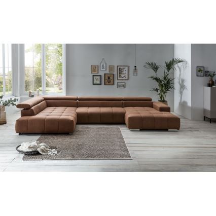 Ecksofa in U-Form TROPEA links braun