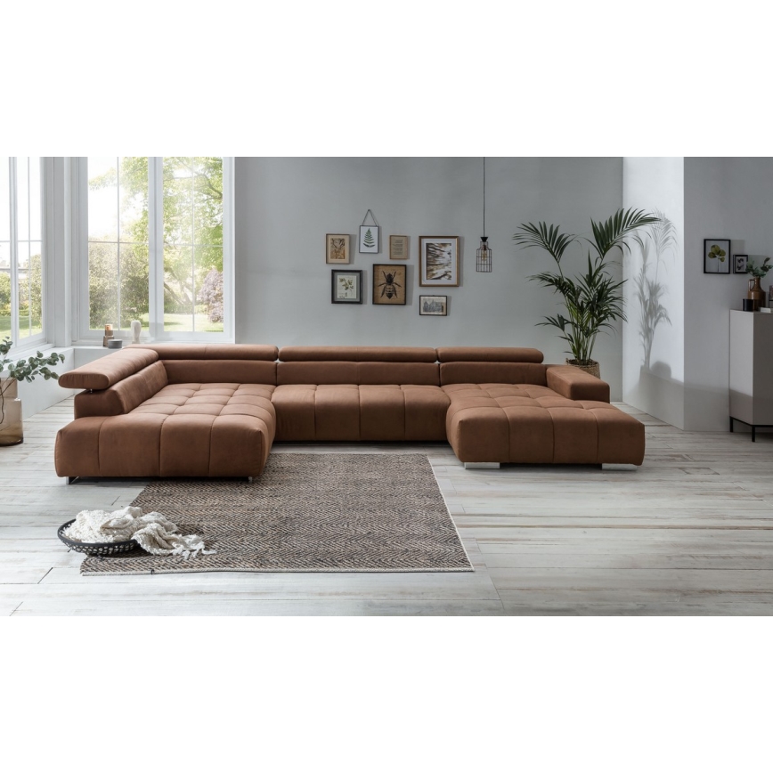 Ecksofa in U-Form TROPEA links braun