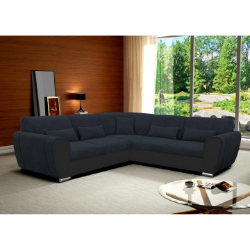 Ecksofa VISEU mit Schlaffunktion und Stauraum, L-Form, rechts, Anthrazit/Schwarz