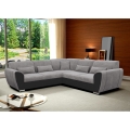 Ecksofa VISEU mit Schlaffunktion und Stauraum, L‑Form, links, grau/schwarz