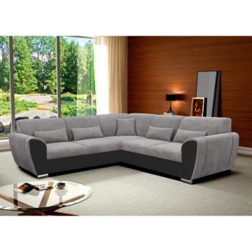 Ecksofa VISEU mit Schlaffunktion und Stauraum, L‑Form, links, grau/schwarz