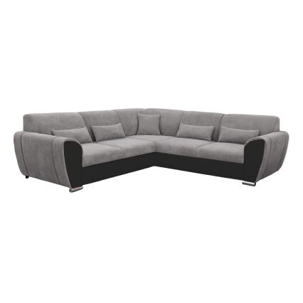 Ecksofa VISEU mit Schlaffunktion und Stauraum, L‑Form, links, grau/schwarz