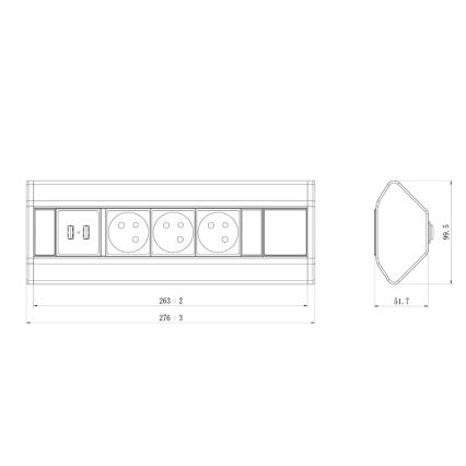 Ecksteckdosenleiste 3x 230V + USB-A 3,1A + USB-C 15,5W 230V