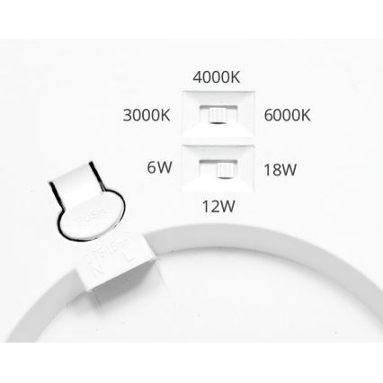Dimmbare LED-Einbauleuchte mit Sensor LEXA LED/6/12/18W/230V 3000/4000/6000K d 22,5 cm weiß