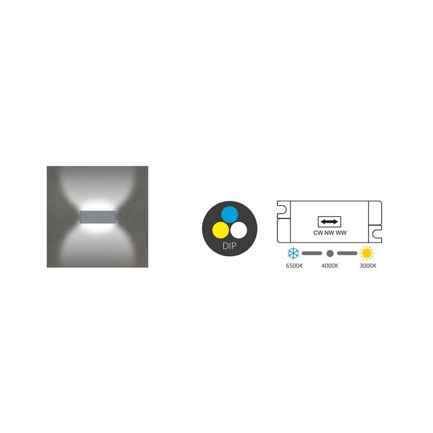 LED-Wandleuchte für Außenbereiche BRICK 2xLED/6W/230V 3000/4000/6500K IP65 weiß
