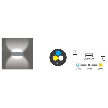 LED-Wandleuchte für Außenbereiche BRICK 2xLED/6W/230V 3000/4000/6500K IP65 schwarz