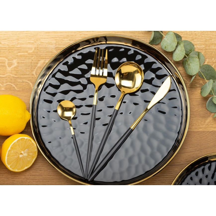 Edelstahl-Bestecksatz LIJO 4-tlg. schwarz/gold