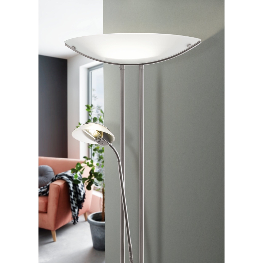 Eglo 25869 - Dimmbare Stehleuchte BAYA 1xR7s/230W/230V + 1xG9/33W matt Chrom