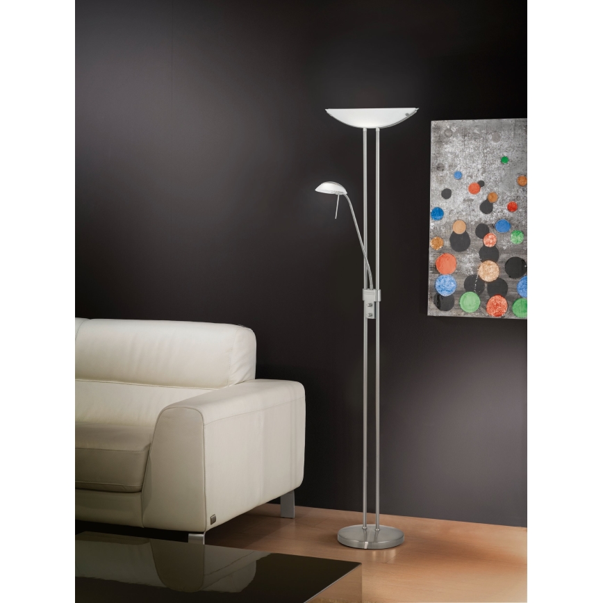 Eglo 25869 - Dimmbare Stehleuchte BAYA 1xR7s/230W/230V + 1xG9/33W matt Chrom