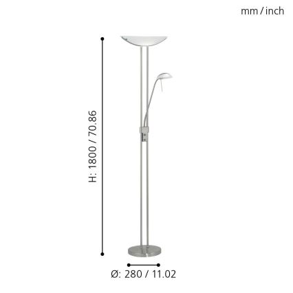 Eglo 25869 - Dimmbare Stehleuchte BAYA 1xR7s/230W/230V + 1xG9/33W matt Chrom