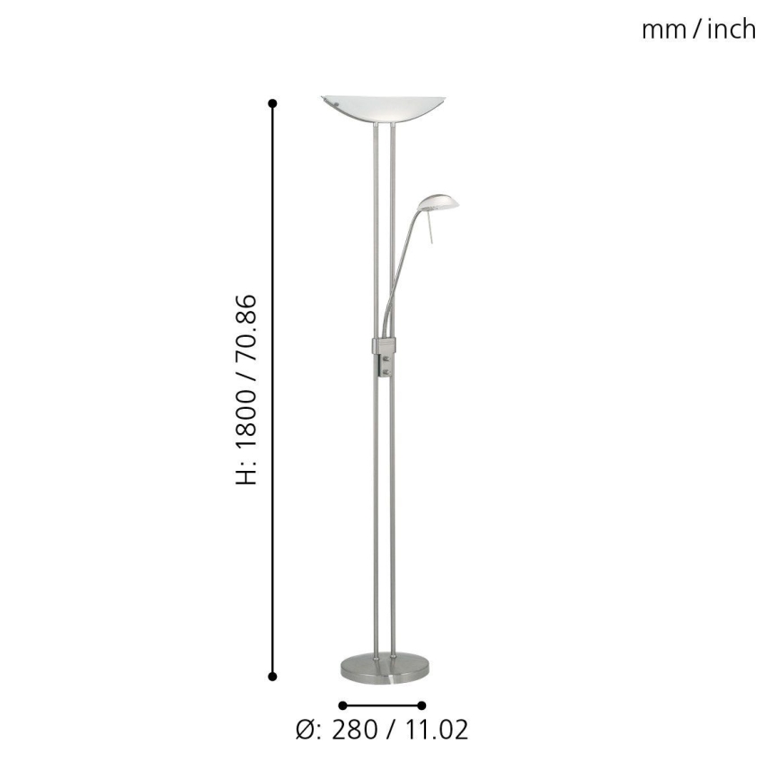 Eglo 25869 - Dimmbare Stehleuchte BAYA 1xR7s/230W/230V + 1xG9/33W matt Chrom