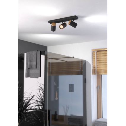 Eglo - Badezimmer-Spotleuchte 3xGU10/3W/230V IP44 schwarz/beige