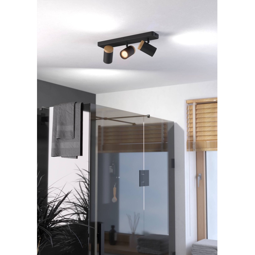 Eglo - Badezimmer-Spotleuchte 3xGU10/3W/230V IP44 schwarz/beige